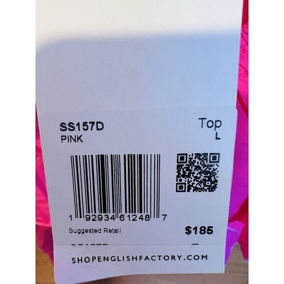 English Factory Scallop Tiered Pink Dress Size Large 100% Cotton Cottagecore - Picture 8 of 12